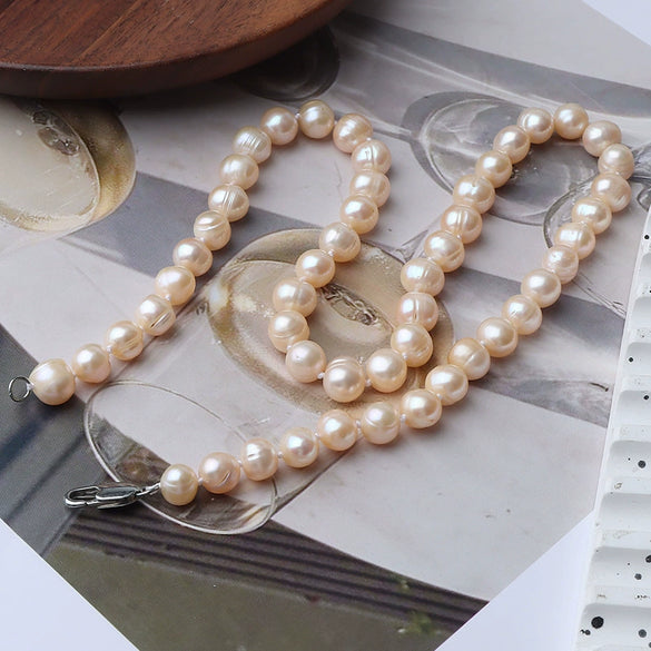 Wholesale Natural Freshwater Pearl Necklace With Copper Accessories Hand Knotted Special Shape