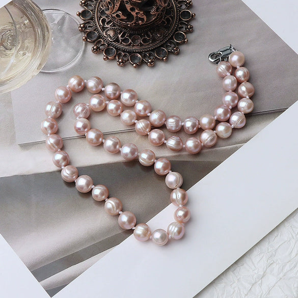 Wholesale Natural Freshwater Pearl Necklace With Copper Accessories Hand Knotted Special Shape