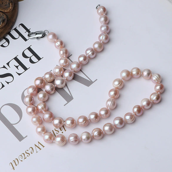 Wholesale Natural Freshwater Pearl Necklace With Copper Accessories Hand Knotted Special Shape