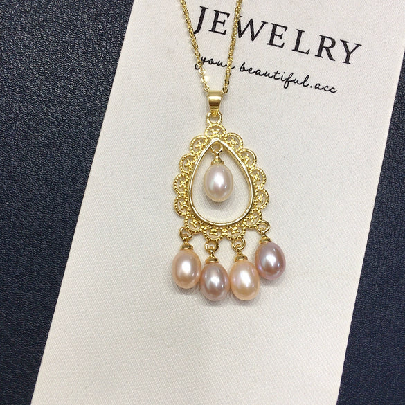 Wholesale Natural Freshwater Pearl Necklace With Copper Pendant And Drop Shaped Pearls Retro And Minimalist Style