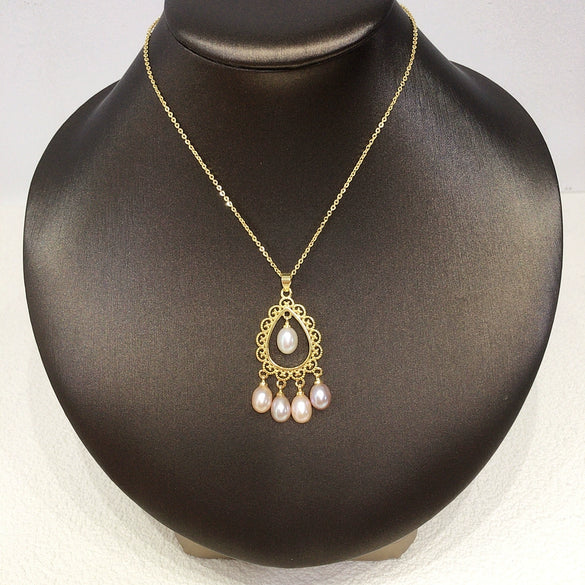 Wholesale Natural Freshwater Pearl Necklace With Copper Pendant And Drop Shaped Pearls Retro And Minimalist Style