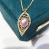Wholesale Natural Freshwater Pearl Necklace With Copper Plated Gold Leaf Pendant Flat Round And Steamed Bread Round Pearl Boutique Craft