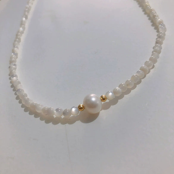 Wholesale Natural Freshwater Pearl Necklace With Geometric Style And Electroplating Treatment For Women