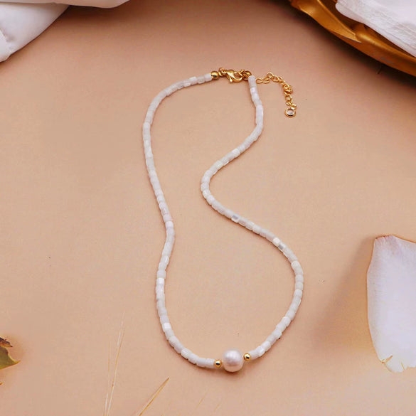 Wholesale Natural Freshwater Pearl Necklace With Geometric Style And Electroplating Treatment For Women
