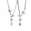 Wholesale Natural Freshwater Pearl Necklace With Sixpointed Star Nearly Round Pearl Pendant And Copper Chain