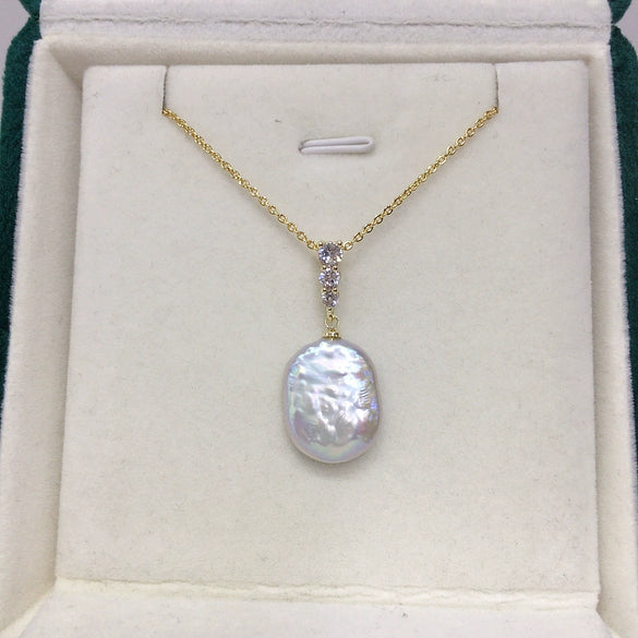 Wholesale Natural Freshwater Pearl Necklace With Square Baroque Pearl Pendant And Copper Accessories In Minimalist Style