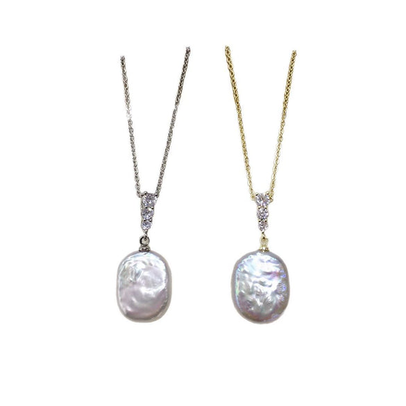 Wholesale Natural Freshwater Pearl Necklace With Square Baroque Pearl Pendant And Copper Accessories In Minimalist Style
