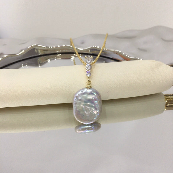 Wholesale Natural Freshwater Pearl Necklace With Square Baroque Pearl Pendant And Copper Accessories In Minimalist Style