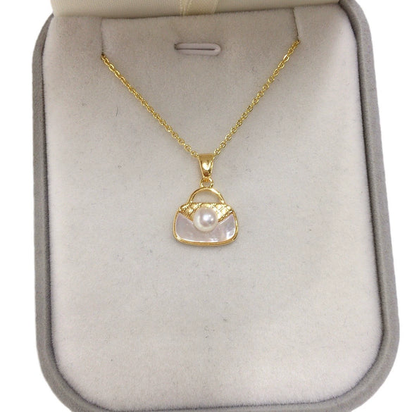 Wholesale Natural Freshwater Pearl Pendant Jewelry With Copper Accessories Flat Round And Rose Buns Round Shape