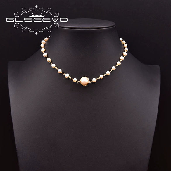 Wholesale Natural Freshwater Pearl Wirewound Retro Ethnic Style Handmade Clavicle Chain Jewelry For Women With Geometric Design And Electroplating