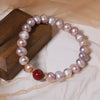 Wholesale Natural Freshwater Purple Pearl And Red Cinnabar Handmade Geometric Unisex Bracelet