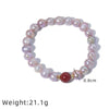 Wholesale Natural Freshwater Purple Pearl And Red Cinnabar Handmade Geometric Unisex Bracelet
