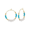 Wholesale Natural Gem Series Turquoise Freshwater Pearl S925 Sterling Silver Electroplated Minimalist Women's Earrings