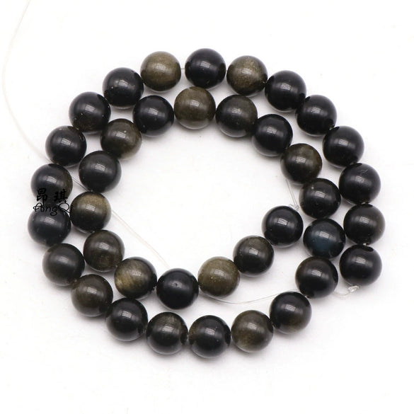Wholesale Natural Gold Obsidian Beads Polished Jewelry Accessories For Diy Bracelets