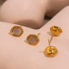 Wholesale Natural Opal Faceted Hexagonal Geometric Earrings For Women Stainless Steel 18K Gold Plated