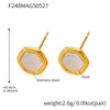 Wholesale Natural Opal Faceted Hexagonal Geometric Earrings For Women Stainless Steel 18K Gold Plated