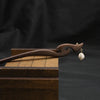 Wholesale Natural Pearl And Ebony Solid Wood Hairpin With Flower Pattern In Antique Style