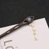 Wholesale Natural Pearl And Ebony Solid Wood Hairpin With Flower Pattern In Antique Style