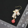 Wholesale Natural Pearl Earrings Baroque Flower Geometric Style With Watermelon Red Crystal Single Bead Electroplated For Women