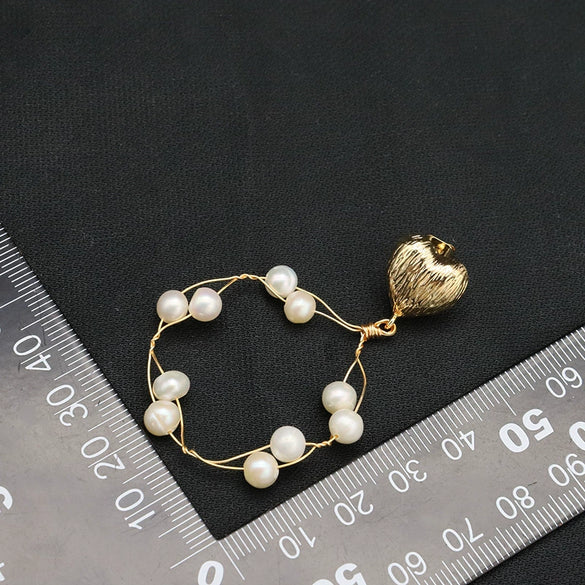 Wholesale Natural Pearl Earrings Handmade Real Gold Electroplated Geometric Style