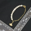 Wholesale Natural Pearl Ginkgo Leaf Asymmetric Retro Geometric Design Sense Nonfading Bracelet With Electroplating