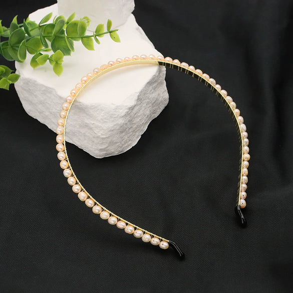 Wholesale Natural Pearl Headband Handmade Retro Geometric Light Luxury Summer Women's Hair Accessories