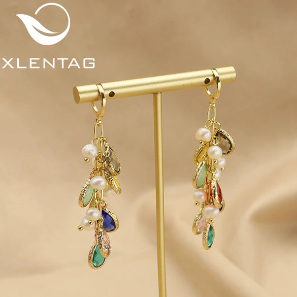 Wholesale Natural Pearl Retro Geometric Water Drop Earrings With Electroplating Design For Women