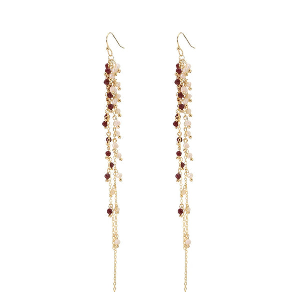 Wholesale Natural Pearl Tassel Long Earrings For Women With Geometric Design And 18K Gold Color Electroplating
