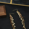 Wholesale Natural Pearl Tassel Long Earrings For Women With Geometric Design And 18K Gold Color Electroplating