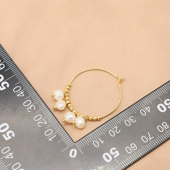 Wholesale Natural Pearl Women's Retro Geometric Pure Handmade Earrings