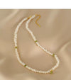 Wholesale Natural Peridot Freshwater Pearl Necklace Handmade Geometric Double Layer Clavicle Chain For Women