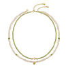 Wholesale Natural Peridot Freshwater Pearl Necklace Handmade Geometric Double Layer Clavicle Chain For Women