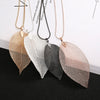 Wholesale Natural Real Leaf Specimens Alloy Goldplated Long Necklace With Original Snake Chain