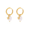 Wholesale Natural Stainless Steel Earrings With Geometric Star Pendant Set With Pearls For Women