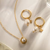 Wholesale Natural Stainless Steel Earrings With Geometric Star Pendant Set With Pearls For Women