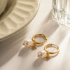 Wholesale Natural Stainless Steel Earrings With Geometric Star Pendant Set With Pearls For Women