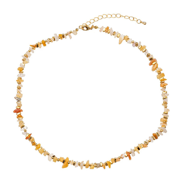 Wholesale Natural Stone And Copper Beaded Necklace And Bracelet With Geometric Style And Electroplating Treatment For Women