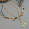 Wholesale Natural Stone And Copper Handmade Beaded Necklace With Geometric Pendant And Electroplated Design For Women