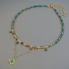 Wholesale Natural Stone And Copper Handmade Beaded Necklace With Geometric Pendant And Electroplated Design For Women
