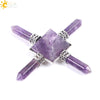 Wholesale Natural Stone And Copper Ornaments Pyramid Pink White Crystal Obsidian Amethyst Minimalist Style