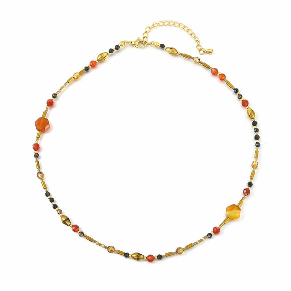 Wholesale Natural Stone And Czech Bead Necklace Handmade Geometric Style For Women