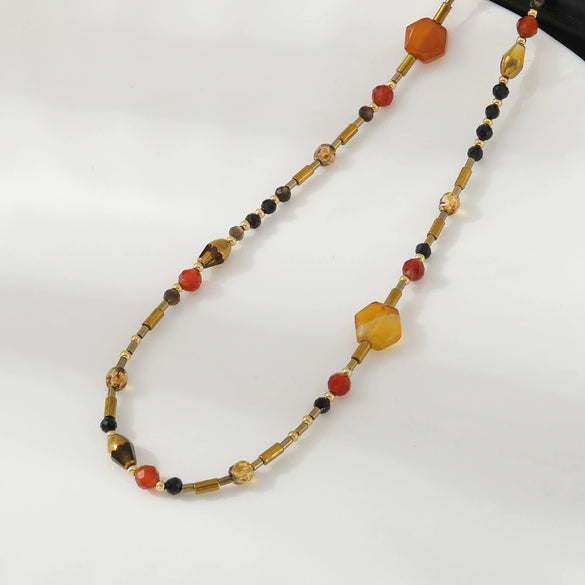 Wholesale Natural Stone And Czech Bead Necklace Handmade Geometric Style For Women