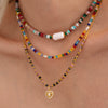 Wholesale Natural Stone And Gold Beads Love Necklace And Bracelet With Electroplating For Women