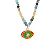 Wholesale Natural Stone And 316L Stainless Steel Beaded Necklace With Devil's Eye Enamel Glaze Zircon Pendant Geometric Pattern Electroplated