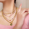 Wholesale Natural Stone And Stainless Steel Beaded Necklace With Geometric Pendant Handmade For Women