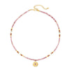 Wholesale Natural Stone And Stainless Steel Beaded Necklace With Geometric Pendant Handmade For Women