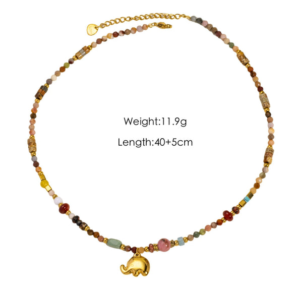 Wholesale Natural Stone And Titanium Steel Geometric Handmade Necklace With Original Design