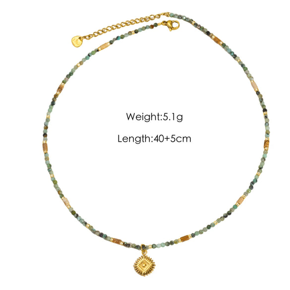 Wholesale Natural Stone And Titanium Steel Geometric Handmade Necklace With Original Design