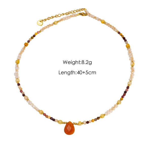Wholesale Natural Stone And Titanium Steel Geometric Handmade Necklace With Original Design
