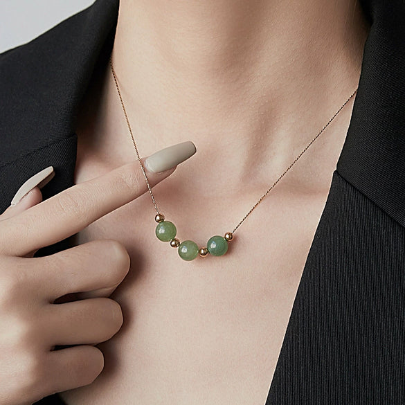 Wholesale Natural Stone Bead Pendant Necklace Titanium Steel Snake Bone Chain Geometric Style 18K Gold Plated